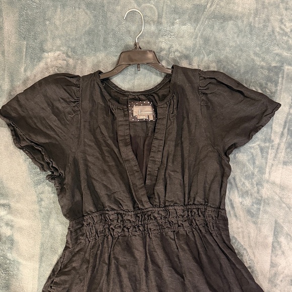 Anthropologie Black V-Neck Short-Sleeve Midi Dress - Picture 4 of 9